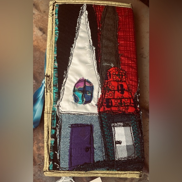 OOAK Junk journal undecorated handmade scrapbook whimsical houses scrap fabric - Picture 3 of 4